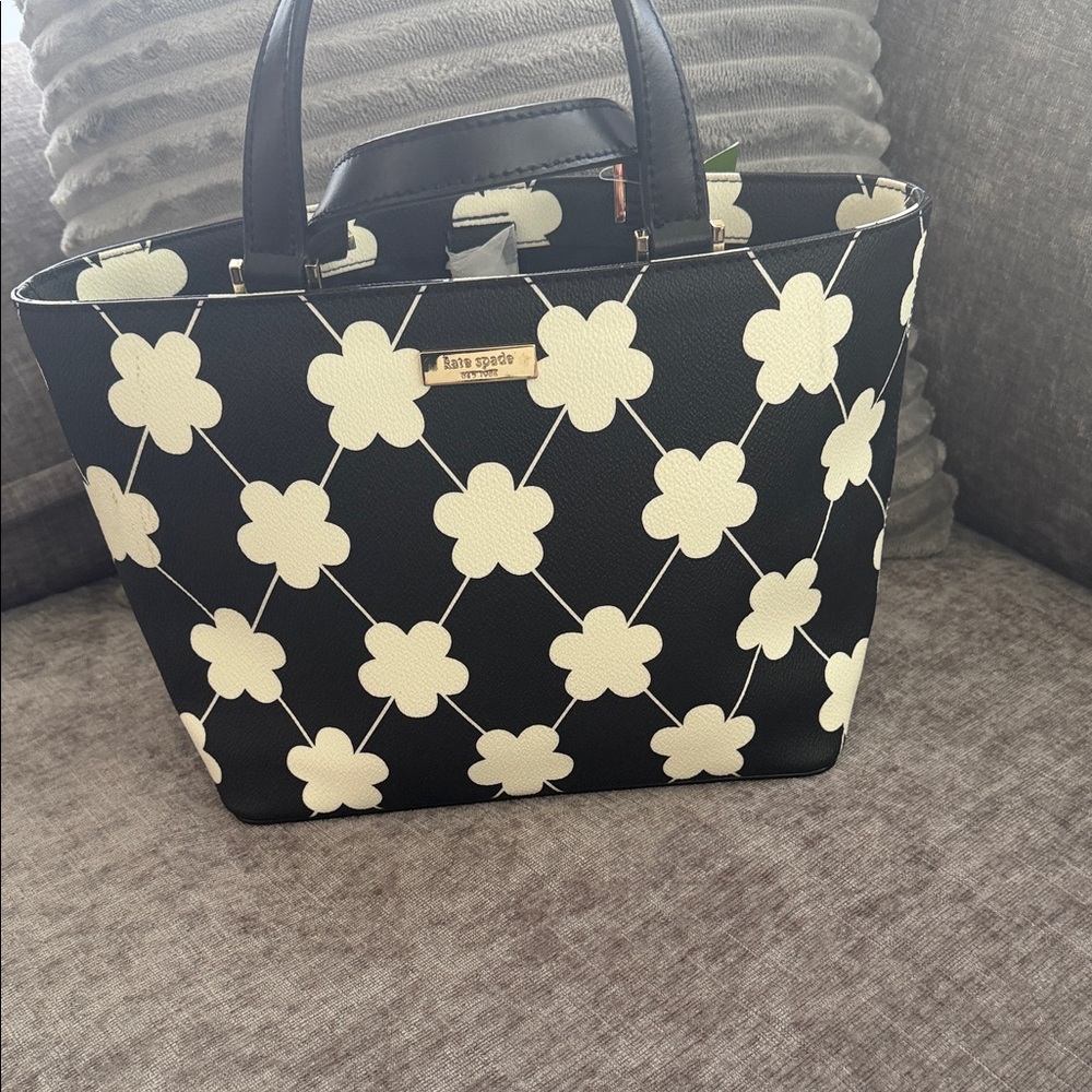 Kate Spade Black and Cream Floral Tote